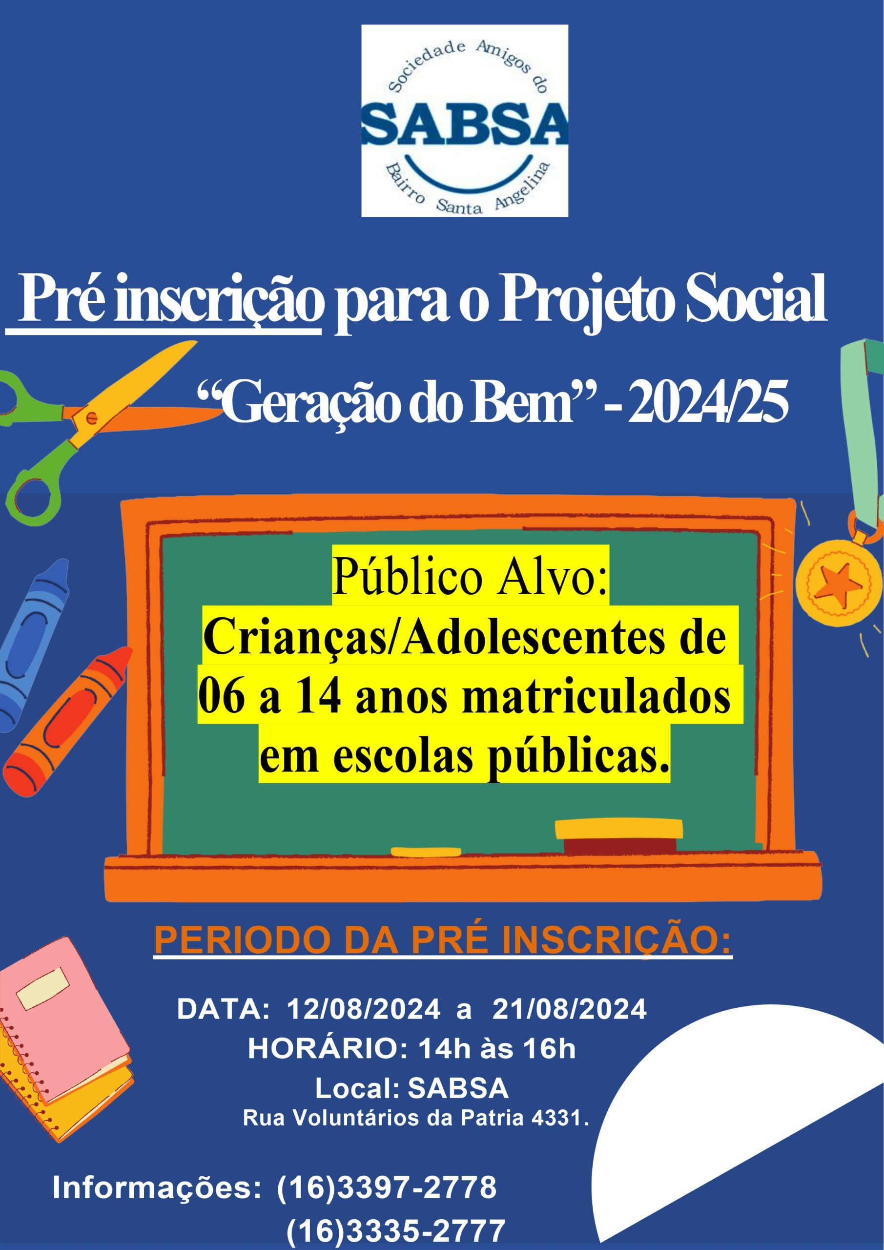 Pré Inscrição | PROJETO SOCIAL